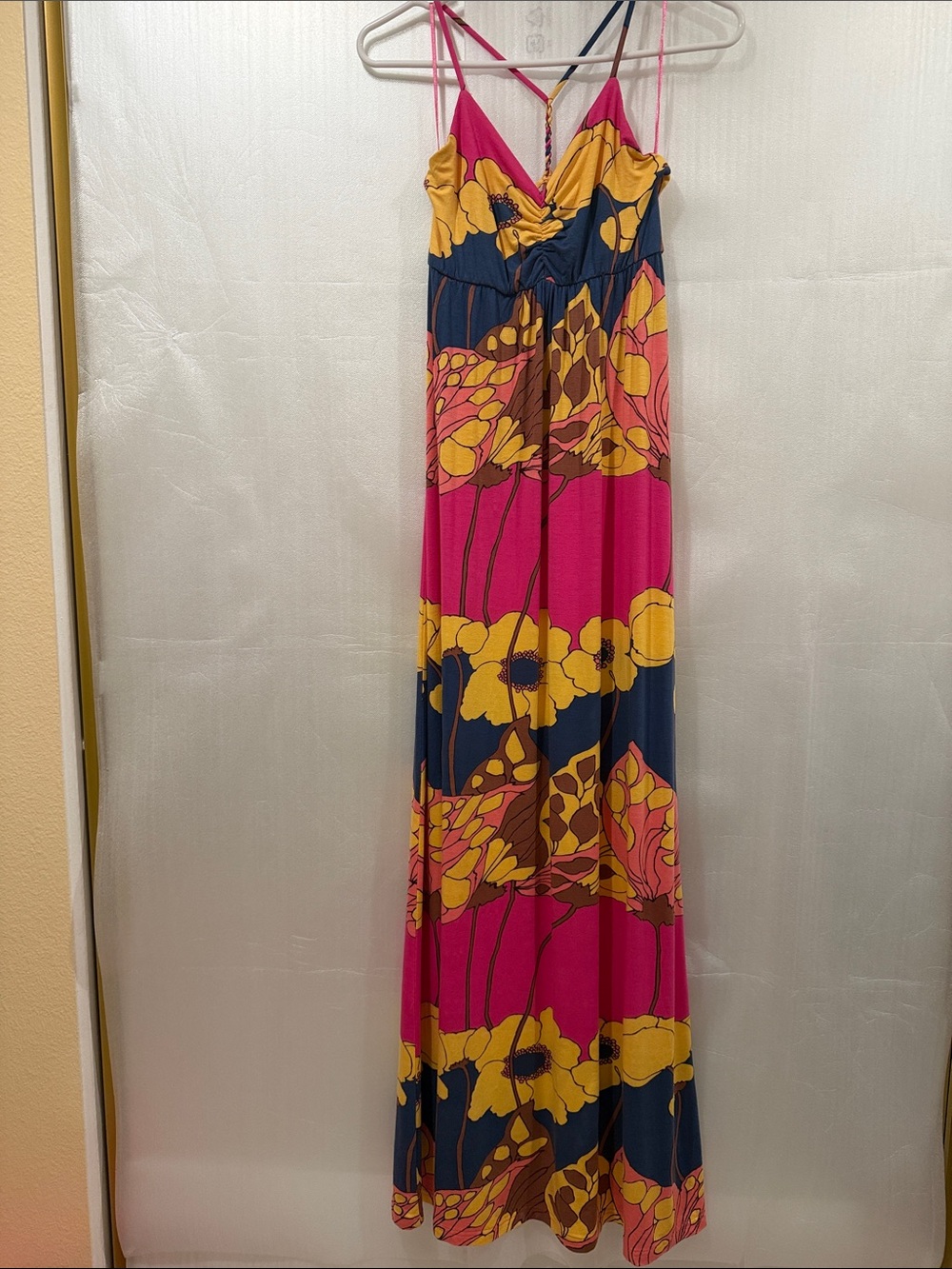Sweetees Fuchsia and Mustard Floral Maxi Dress